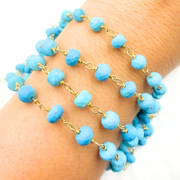 Turquoise Rondel Shape Gold Plated Wire Chain. TRQ49